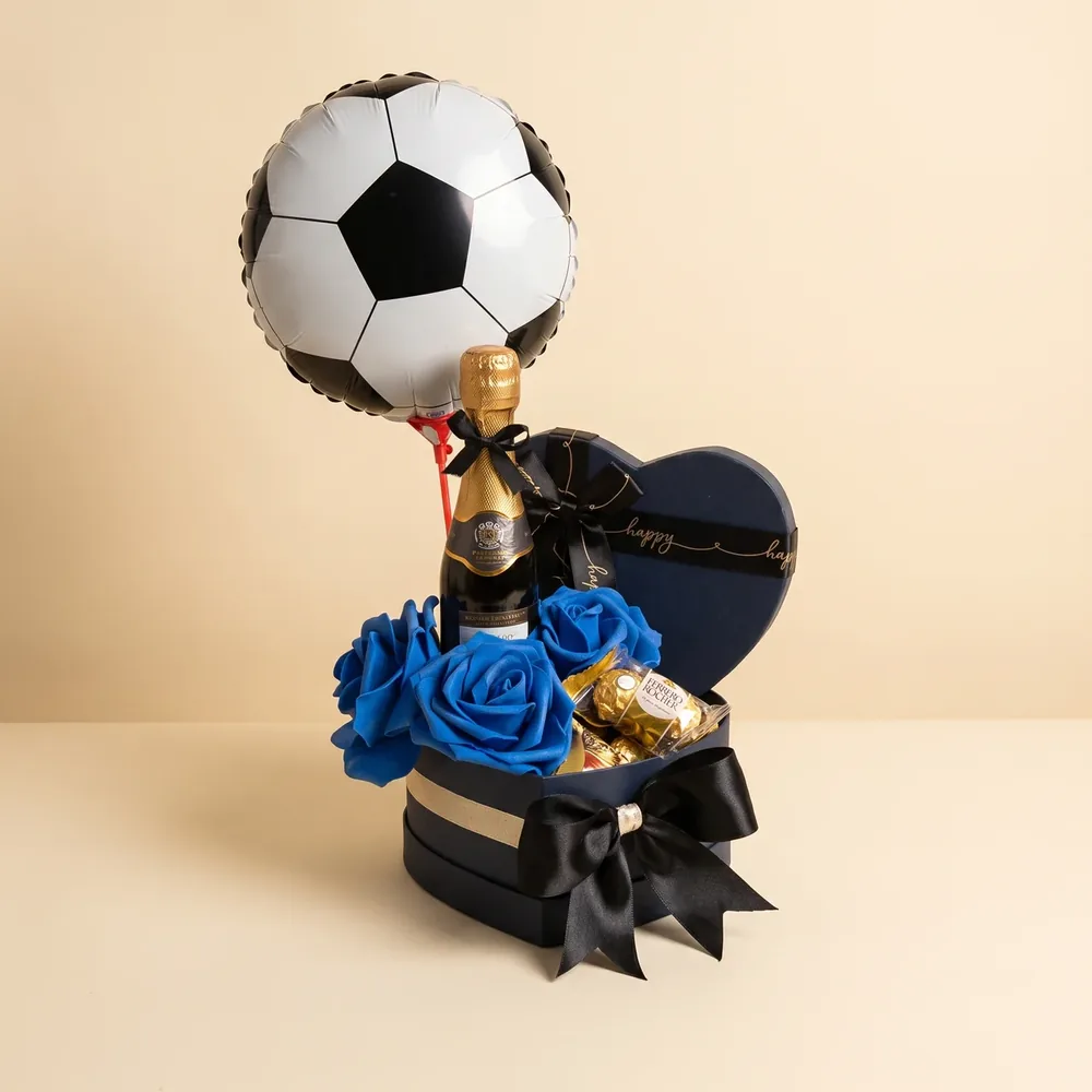 Box futbolero con rosas azules