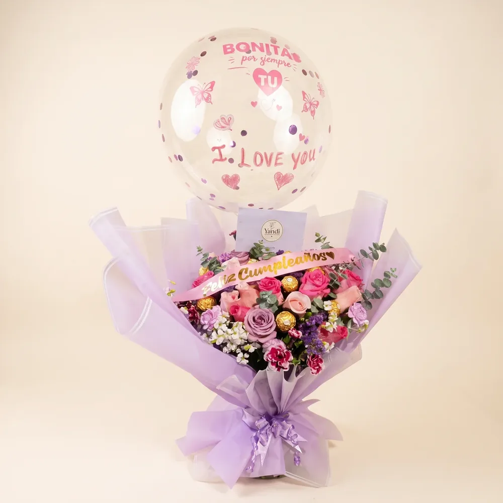 Ramo con globo «I love you»